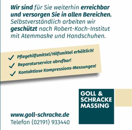Goll & Schracke Massing in Coronazeiten weiterhin geöffnet!